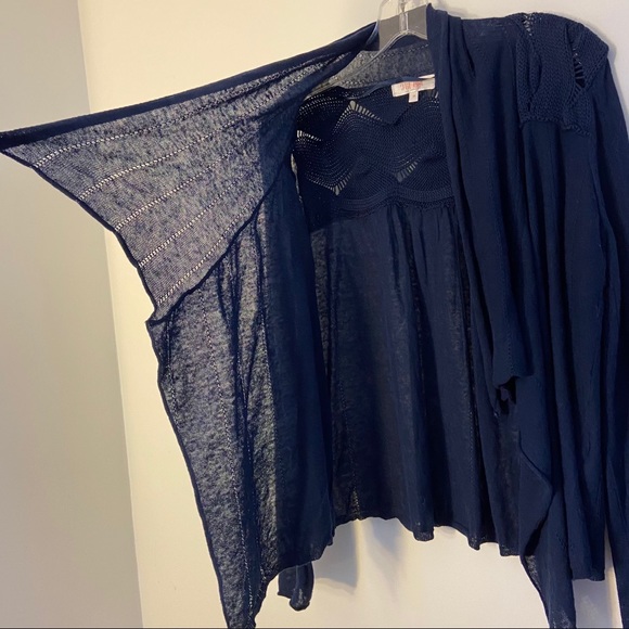 Hit List LA Navy Blue Light Weight Linen Cardigan - Picture 4 of 9